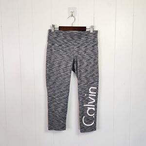 Calvin Klein Gray Space Dye Mid Rise Cropped Yoga Leggings Capri Activewear Gym